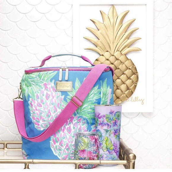 Lilly Pulitzer Insulated Wine Carrier Soft Cooler Double Zipper Swizzle Out - Picture 2 of 2